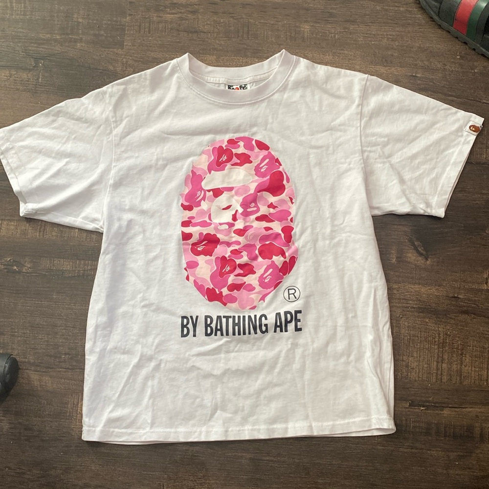Bape Camo Big Ape Head Tee ‘White/Pink